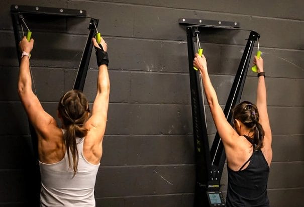 two girls training hyrox