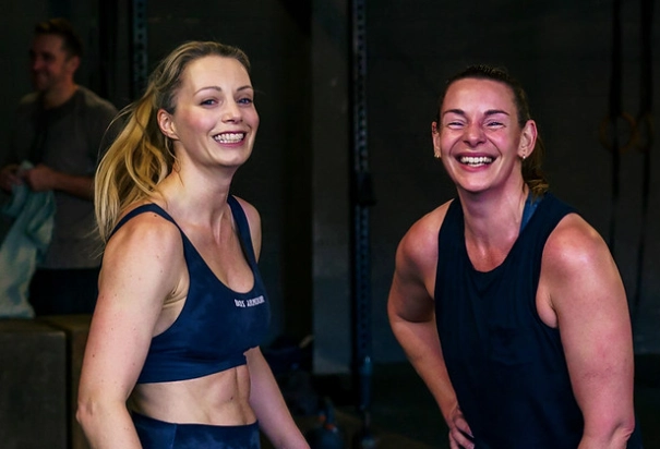 man and woman smile